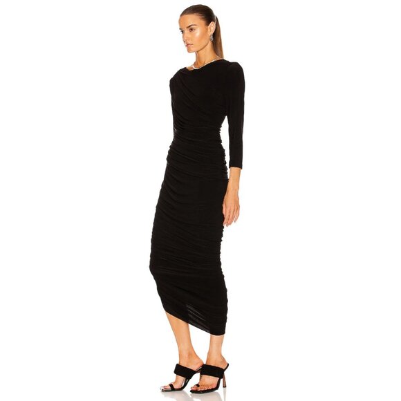 Norma Kamali Long Sleeve Diana Gown in Black - Picture 3 of 4